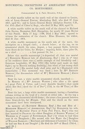 Seller image for Monumental Inscriptions at Aberhafesp Church, Co. Montgomery. An original article from The Genealogist, 1913. for sale by Cosmo Books