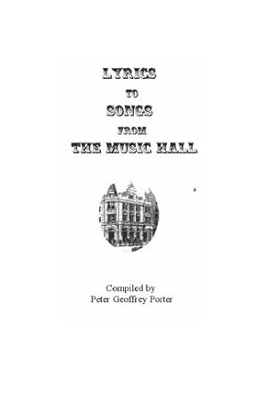 Bild des Verkufers fr Lyrics to Songs from the Music Hall: Volume 1 zum Verkauf von WeBuyBooks 2