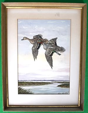 Two Ducks In Flight Over Marsh Ex- C.Z. Guest Estate