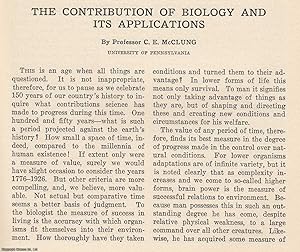 Bild des Verkufers fr The Contribution of Biology and its Applications. An original article from The Scientific Monthly, 1927. zum Verkauf von Cosmo Books