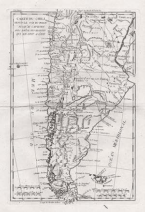 "Carte du Chili depuis le Sud du Perou jusqu'au Cap Horn avec partie des regions qui en sont a l'...