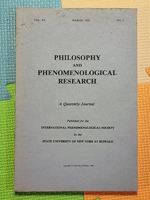Philosophy and Phenomenological Research, A Quarterly Journal