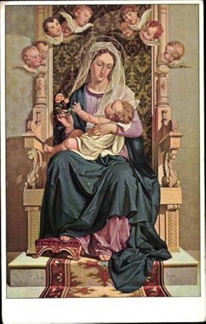 Künstler Ansichtskarte / Postkarte Reffo, Sancta dei Genitrix, Madonna mit Kind, Engel