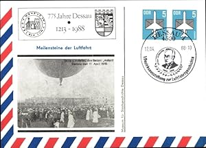 Ganzsache Ansichtskarte / Postkarte Ballon, Meilensteine der Luftfahrt, 775 Jahre Dessau