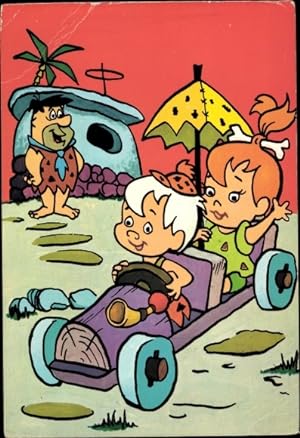 Imagen del vendedor de Ansichtskarte / Postkarte Familie Feuerstein, The Flintstones, Fred, Kinder fahren Auto a la venta por akpool GmbH