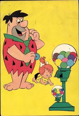 Imagen del vendedor de Ansichtskarte / Postkarte Familie Feuerstein, The Flintstones, Fred mit Kind, Kugel-Automat a la venta por akpool GmbH