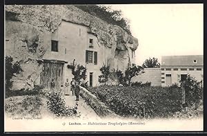 Carte postale Loches, Habitations Troglodytes