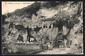 Carte postale Troo, Habitations Troglodytes