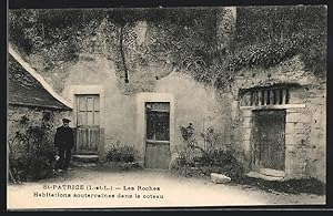 Carte postale St-Patrice, Les Roches, Habitation souterraines dans le coteau