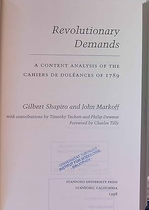 Seller image for Revolutionary Demands: A Content Analysis of the Cahiers De Doleances of 1789. for sale by books4less (Versandantiquariat Petra Gros GmbH & Co. KG)