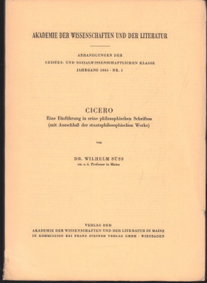 Bild des Verkufers fr Cicero. Eine Einfhrung in seine philosophischen Schriften (mit Ausschlu der staatsphilosophischen Werke). zum Verkauf von Antiquariat Jenischek