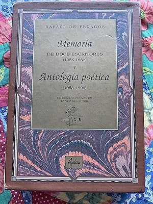 Bild des Verkufers fr MEMORIA DE DOCE ESCRITORES (1956-1982) y ANTOLOGA POTICA.: Camba, Gonzlez-Ruano, Azorn, Nicols Guilln, Len Felipe, Neruda, Alberti, Asturias, Juan Ramn Jimnez, Po Baroja, Eduardo Zamacois y Antonio Machado.Dos libros en un estuche. Contiene CD con los poemas en la voz del autor. zum Verkauf von Libros Macaon