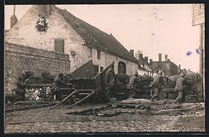 Photo-Carte postale St. Laurent, Strassenbarackade der Infanterie