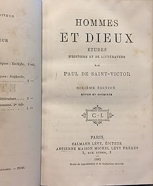 Hommes et dieux - Etudes d'histoire et de litterature