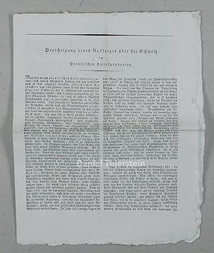 Bild des Verkufers fr Berichtigung eines Aufsatzes ber die Schweiz im Preussischen Correspondenten. zum Verkauf von Daniel Thierstein