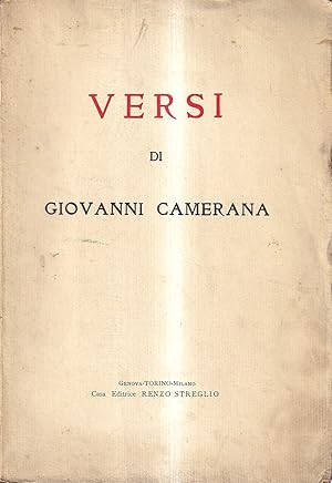 Image du vendeur pour Versi di Giovanni Camerana mis en vente par Il Salvalibro s.n.c. di Moscati Giovanni
