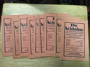 Bild des Verkufers fr Die Weltbhne. Der Schaubhne XXVI. Jahr. 1930, Nummern 12, 19, 20, 21, 22, 23, 24, 25, 26. Wochenschrift fr Politik - Kunst - Wirtschaft. Begrndet von Siegfried Jacobsohn. Unter Mitarbeit von Kurt Tucholsky geleitet von Carl v. Ossietzky. zum Verkauf von NORDDEUTSCHES ANTIQUARIAT