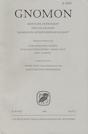 Seller image for Gnomon: Kritische Zeitschrift fr die gesamte klassische Altertumswissenschaft, 68. Band, Heft 1. for sale by Fundus-Online GbR Borkert Schwarz Zerfa