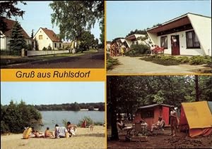 Seller image for Ansichtskarte / Postkarte Ruhlsdorf Marienwerder Brandenburg, Campingplatz E/48, Strand am Kiessee, Bungalows for sale by akpool GmbH