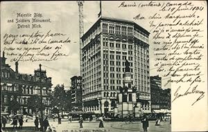 Ansichtskarte / Postkarte Detroit Michigan USA, majestätisches Gebäude, Soldatendenkmal
