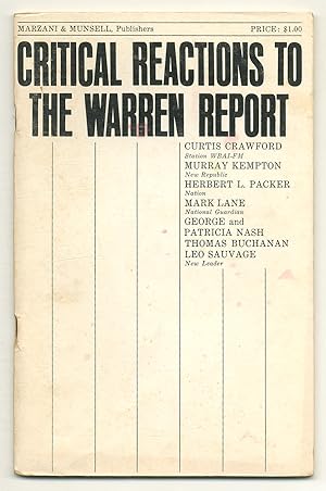 Bild des Verkufers fr Critical Reactions to the Warren Report zum Verkauf von Between the Covers-Rare Books, Inc. ABAA