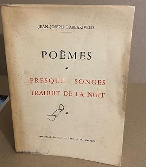 Seller image for Poemes * / presque-songes-traduit de la nuit for sale by librairie philippe arnaiz