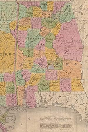 Image du vendeur pour 1832 Map of Alabama, Mississippi, and Louisiana - A Poetose Notebook / Journal / Diary (50 pages/25 sheets) (Poetose Notebooks) [Soft Cover ] mis en vente par booksXpress