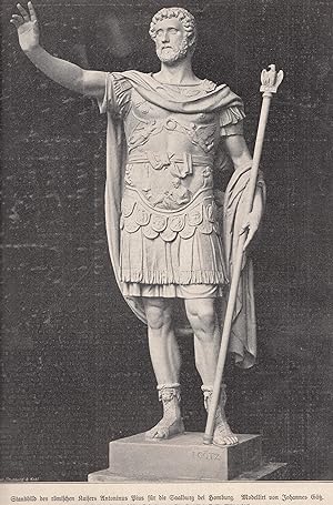 Bild des Verkufers fr Standbild des rmischen Kaisers Antonius Pius fr die Saalburg, modelliert von Johannes Gtz. Eine Abbildungen mit einem Artikel zum Thema auf 2 Seiten. zum Verkauf von Antiquariat Hild