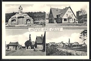 Ansichtskarte Höfer bei Celle, Gasthaus Mariaglück, Kriegerehrung, Salzbergwerk