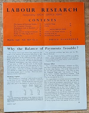 Immagine del venditore per Labour Research March 1956 / Why the Balance of Payments Trouble? / The Investment Dilemma / Businessmen Look at Electricity / British And U.S. Foreign Investment / Profits, or "The Stag at Eve" / Steel Profits Social service News - Verdict on the Health Service / Housing Slows Up venduto da Shore Books