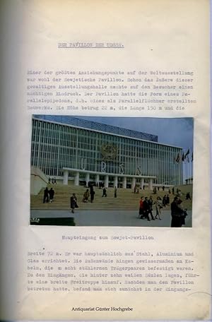 Welt-Ausstellung 1958. Studienfahrt der W UI b der Wirtschaftsoberschule Kassel nach Belgien und ...