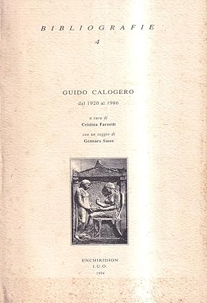 Guido Calogero dal 1920 al 1986