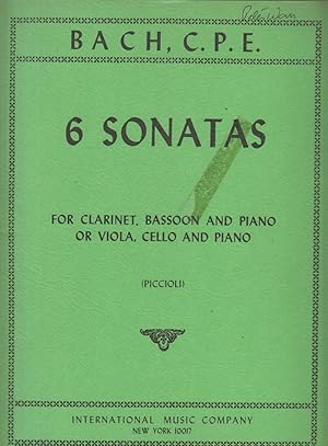 6 Sonatas for Clarinet, Bassoon and Piano or Viola, Cello and Piano - Set of Parts