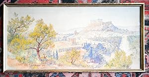 Original watercolour, signed, dated and with title in manuscript: Athens from Stadium.