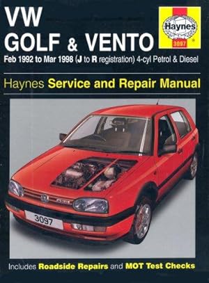 Seller image for VW Golf and Vento Service and Repair Manual: Petrol and Diesel 1992 to 1998 (Haynes Service and Repair Manuals) for sale by WeBuyBooks