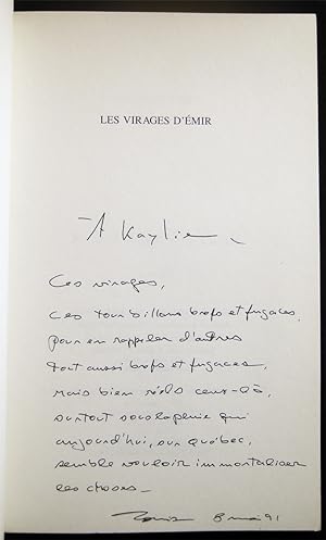 Bild des Verkufers fr Les Virages d'Emir zum Verkauf von Certain Books, ABAA