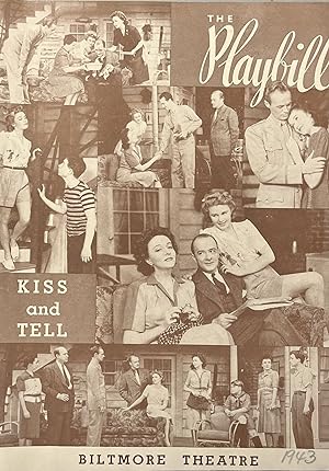 The Playbill for the Biltmore Theatre's Production of "Kiss and Tell" July 11, 1943