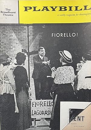 Playbill November 28, 1960, Vol. 4, No. 49 for "Fiorello" at the Broadhurst Theatre, New York City