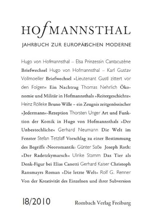 Bild des Verkufers fr Hofmannsthal Jahrbuch zur Europischen Moderne - Band 18/2010 zum Verkauf von Studibuch