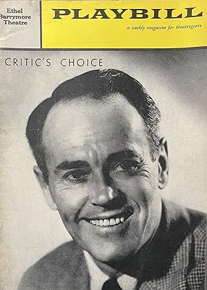 Playbill December 12, 1960, Vol. 4, No. 51 for "Critic's Choice" at the Ether Barrymore Street Th...