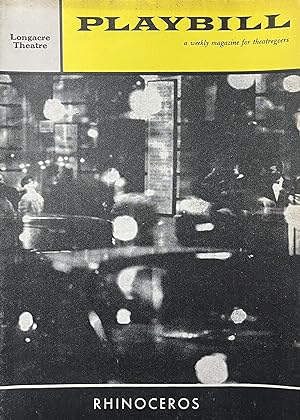 Playbill February 13, 1961, Vol. 5, No. 7 for "Rhinoceros" at the Longacre Theatre, New York City
