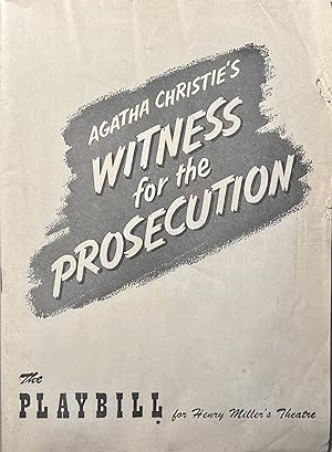 The Playbill for the Henry Miller Theatre's Production of "Witness for the Prosecution" January 1...