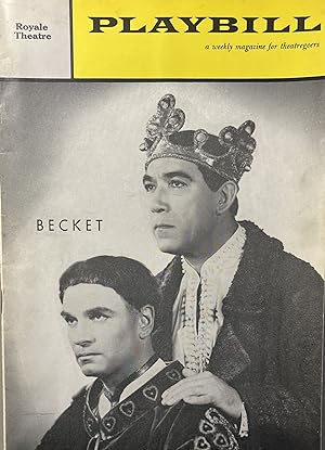 Playbill, January 16, 1963, Vol. 5, No. 3 for "Becket" at the Royale Theatre, New York City