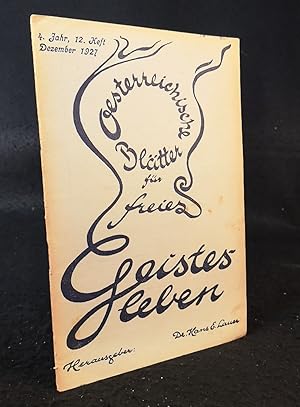 Österreichische Blätter für freies Geistesleben. 4. Jahr. Heft 12. Dezember 1927.