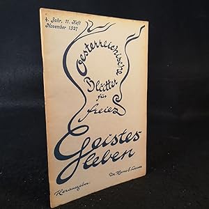 Österreichische Blätter für freies Geistesleben. 4. Jahr. Heft 11. November 1927.