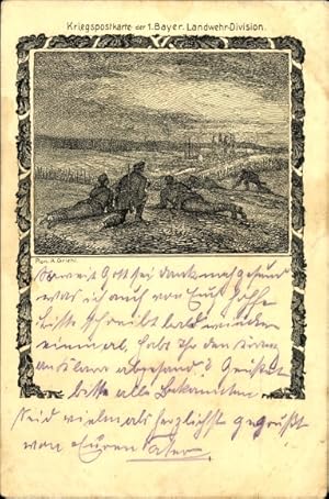 Regiment Künstler Ansichtskarte / Postkarte Griehl, 1. Bayerische Landwehr Division, I WK