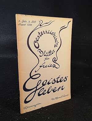 Österreichische Blätter für freies Geistesleben. 5. Jahr. Heft 8. August 1928.