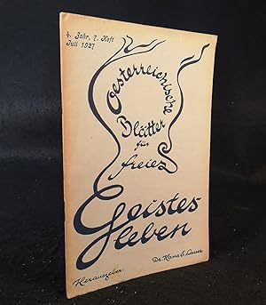 Österreichische Blätter für freies Geistesleben. 4. Jahr. Heft 7. Juli 1927.