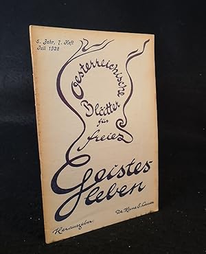 Österreichische Blätter für freies Geistesleben. 5. Jahr. Heft 7. Juli 1928.