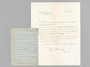 [ 2 lettres autographes signées : ] 1 L.A.S. datée du 12 janvier 1926, adressée à l'artiste Roger...